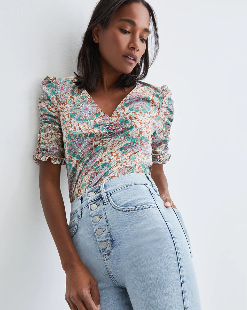 Veronica Beard Clothing Henrieta Medallion-Floral Top Veronica Beard Clothing Henrieta Medallion-Floral Top