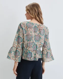 Veronica Beard Azel Medallion-Floral Tiered Top