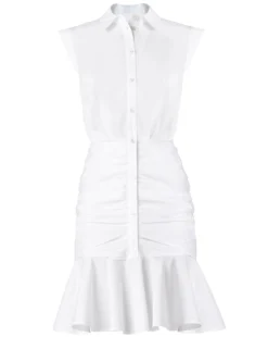 Veronica Beard Bell Button Down Ruched Shirtdress Clothing
