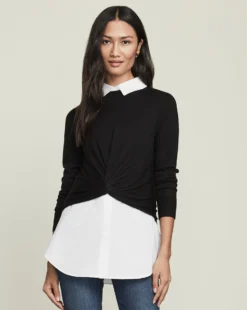 Veronica Beard Phebe Mixed-Media Pullover Clothing