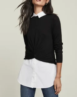 Veronica Beard Phebe Mixed-Media Pullover Clothing