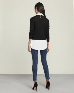 Veronica Beard Phebe Mixed-Media Pullover Clothing