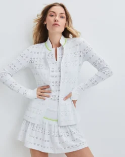 Veronica Beard Zip-Front Lace Jacket