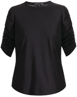 Veronica Beard Waldorf Ruched-Sleeve Tee