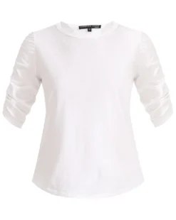 Veronica Beard Waldorf Ruched-Sleeve Tee