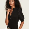 Veronica Beard Clothing Coralee Puffed-Sleeve Top