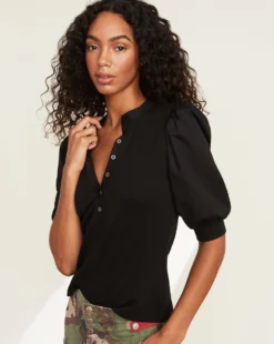 Veronica Beard Clothing Coralee Puffed-Sleeve Top