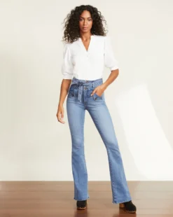 Veronica Beard Clothing Coralee Puffed-Sleeve Top