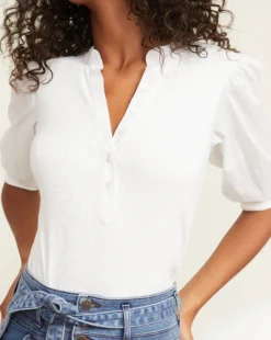 Veronica Beard Clothing Coralee Puffed-Sleeve Top