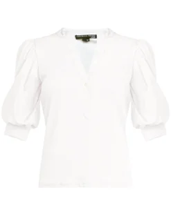 Veronica Beard Clothing Coralee Puffed-Sleeve Top