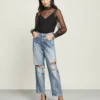 Veronica Beard Blake Straight-Leg Jean | Distressed Clothing 1 Veronica Beard Blake Straight-Leg Jean | Distressed Clothing