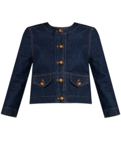 Veronica Beard Clothing Sadler Collarless Denim Jacket