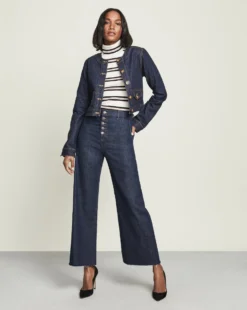 Veronica Beard Clothing Sadler Collarless Denim Jacket