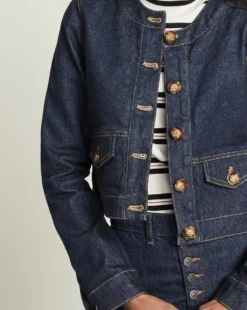 Veronica Beard Clothing Sadler Collarless Denim Jacket