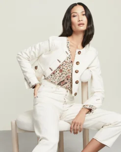 Veronica Beard Sadler Collarless Denim Jacket Clothing