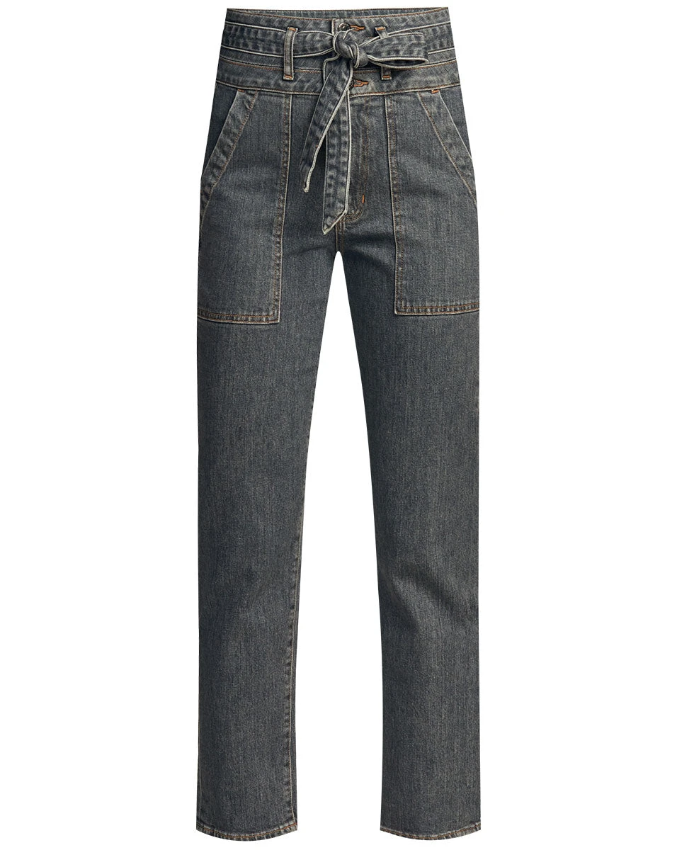 Veronica Beard Clothing Logan Straight-Leg Jean | Tie Belt Veronica Beard Clothing Logan Straight-Leg Jean | Tie Belt