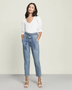 Veronica Beard Logan Straight-Leg Jean | Tie Belt