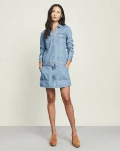 Veronica Beard Clothing Cicely Drop-Waist Denim Dress