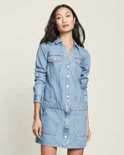 Veronica Beard Clothing Cicely Drop-Waist Denim Dress