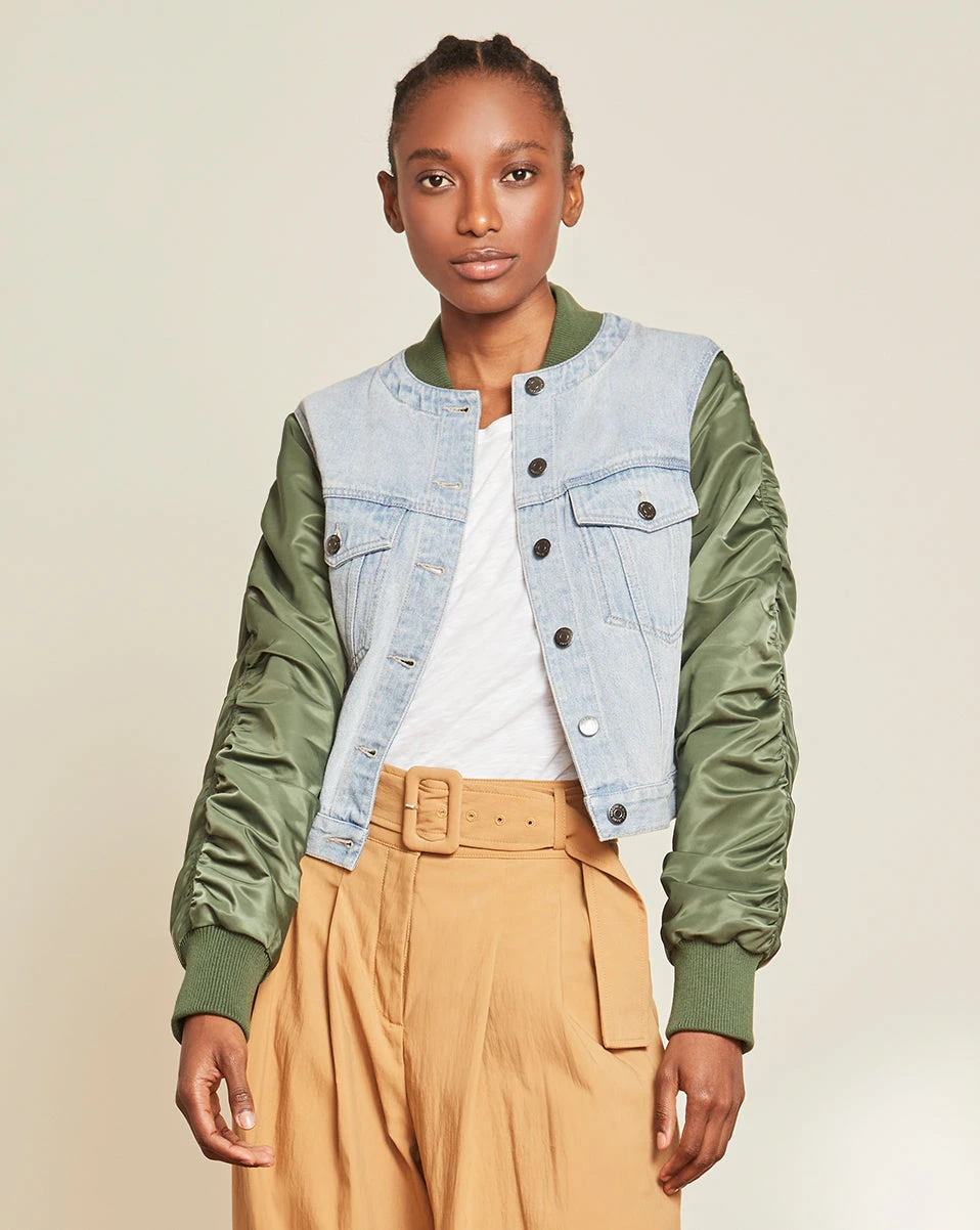 Veronica Beard Clothing Emelia Mixed-Media Jacket Veronica Beard Clothing Emelia Mixed-Media Jacket