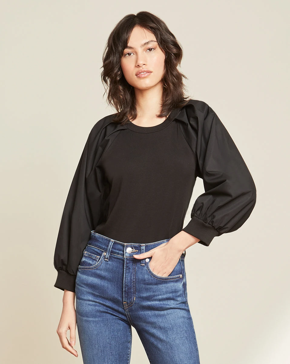 Veronica Beard Gibbson Pleat-Sleeve Top Veronica Beard Gibbson Pleat-Sleeve Top