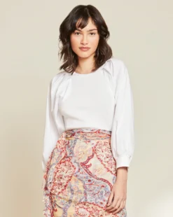 Veronica Beard Gibbson Pleat-Sleeve Top 6 Veronica Beard Gibbson Pleat-Sleeve Top