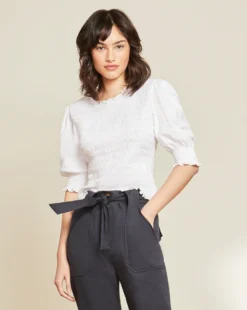 Veronica Beard Langston Smocked Top Best Sellers