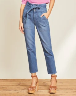 Veronica Beard Clothing Logan Straight-Leg Jean | Tie Belt