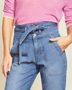 Veronica Beard Clothing Logan Straight-Leg Jean | Tie Belt