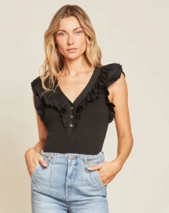 Veronica Beard Adrianna Ruffled Rib Top Clothing