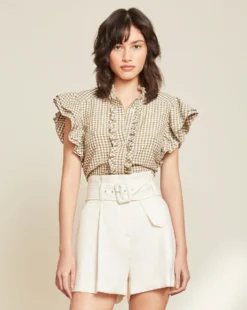 Veronica Beard Clothing Tenille Ruffled-Sleeve Shirt