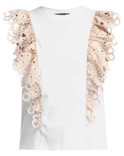 Veronica Beard Jadi Eyelet Ruffle Tee