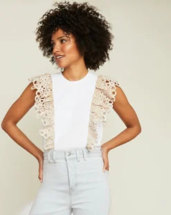 Veronica Beard Jadi Eyelet Ruffle Tee