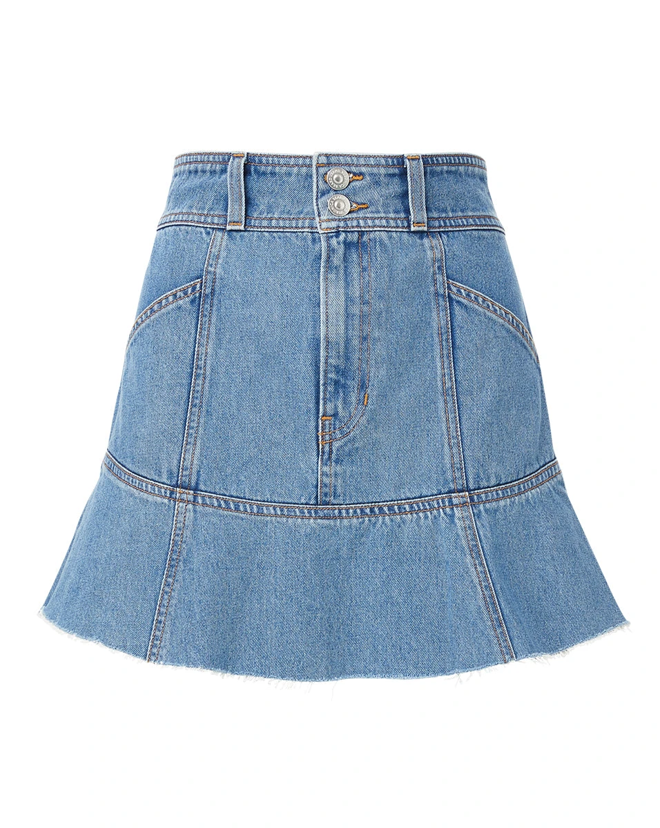 Veronica Beard Lavelle Ruffled Denim Skirt Clothing Veronica Beard Lavelle Ruffled Denim Skirt Clothing