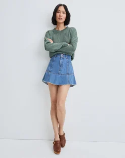 Veronica Beard Lavelle Ruffled Denim Skirt Clothing