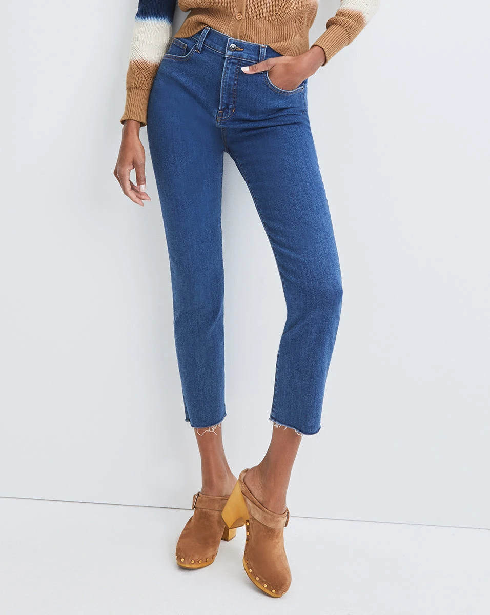 Veronica Beard Ryleigh Slim-Straight Jean | Raw Hem Veronica Beard Ryleigh Slim-Straight Jean | Raw Hem