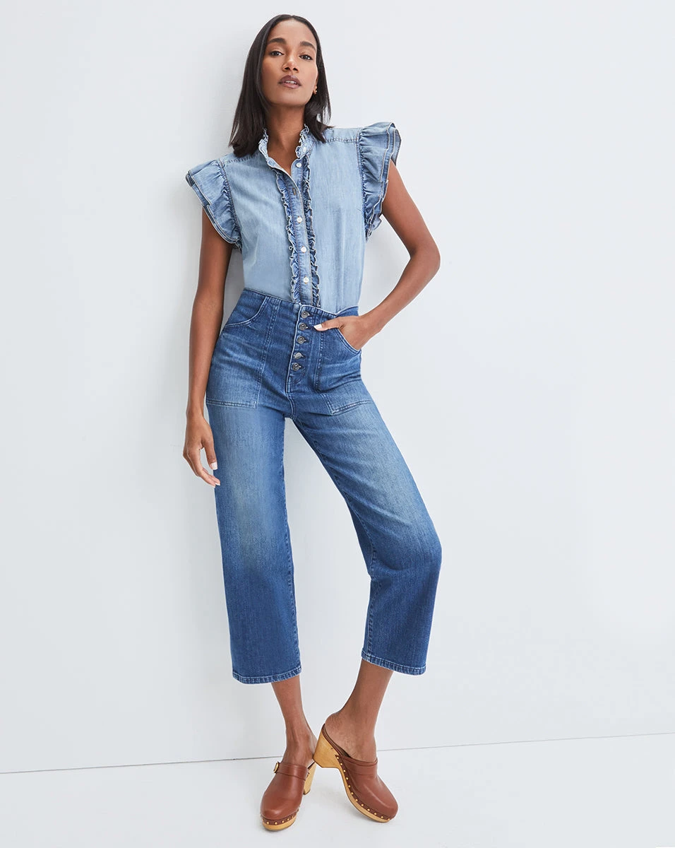 Veronica Beard Crosbie Wide-Leg Jean | Cropped Veronica Beard Crosbie Wide-Leg Jean | Cropped
