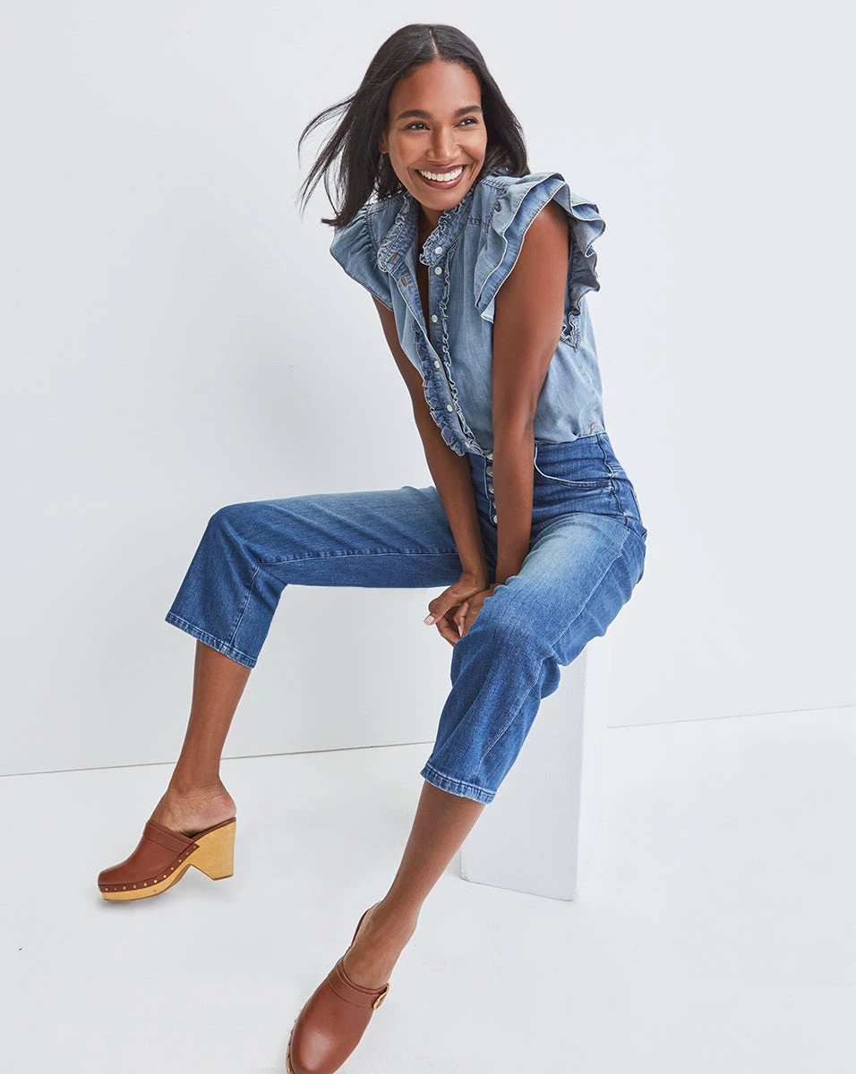 Veronica Beard Crosbie Wide-Leg Jean | Cropped Veronica Beard Crosbie Wide-Leg Jean | Cropped