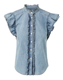 Veronica Beard Tenille Ruffled-Sleeve Shirt 5 Veronica Beard Tenille Ruffled-Sleeve Shirt