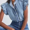 Veronica Beard Tenille Ruffled-Sleeve Shirt