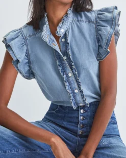Veronica Beard Tenille Ruffled-Sleeve Shirt