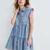 Veronica Beard Harrow Tiered Chambray Dress Clothing