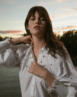 Veronica Beard Lilah Eyelet Button-Down Top Best Sellers